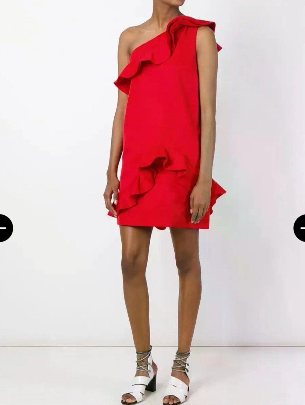 MSGM Red One-Shoulder Ruffle Mini Dress Size M
